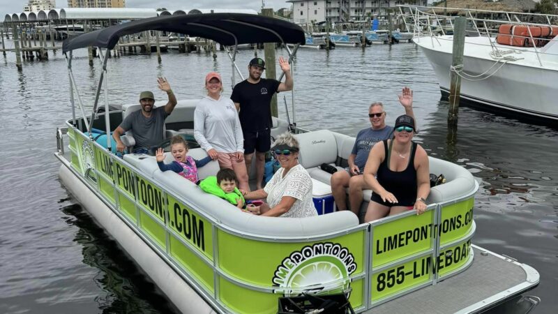 family party on a pontoon boat