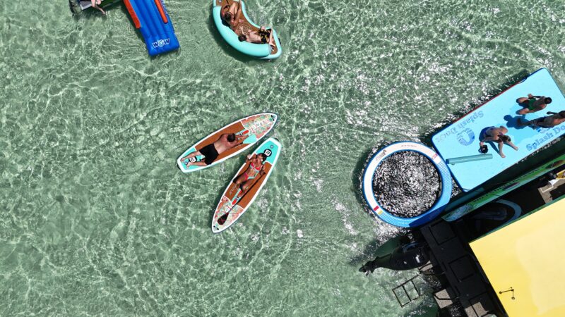 floating dock paddle boards bote hangouts