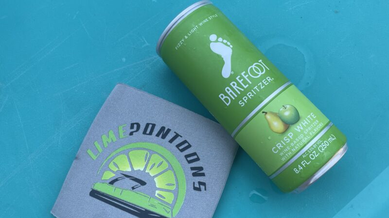 drink and koozie on cooler - lime pontoon rentals