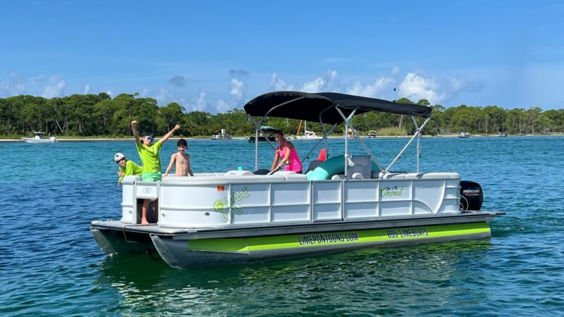 lime and cocunut pontoon boat