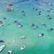 Crab Island Destin fl with boats from above